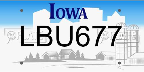 LBU677 Iowa License Plate
