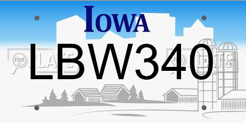 LBW340 Iowa License Plate