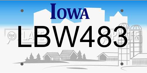 LBW483 Iowa License Plate