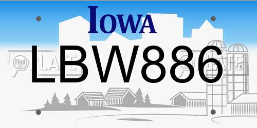 LBW886 Iowa License Plate