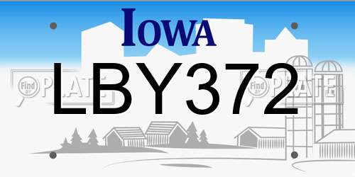 LBY372 Iowa License Plate