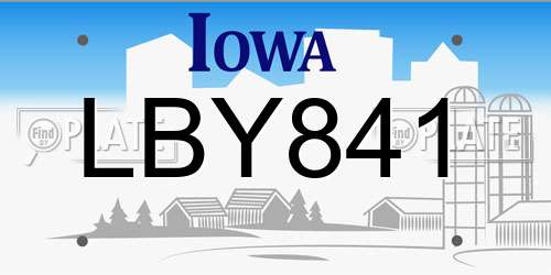LBY841 Iowa License Plate