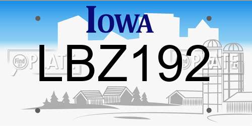 LBZ192 Iowa License Plate
