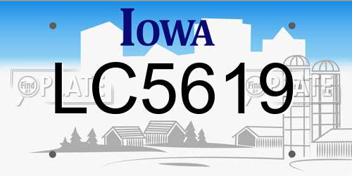 LC5619 Iowa License Plate