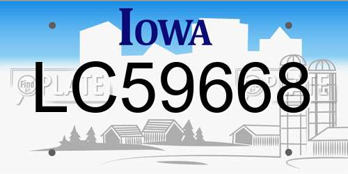 LC59668 Iowa License Plate