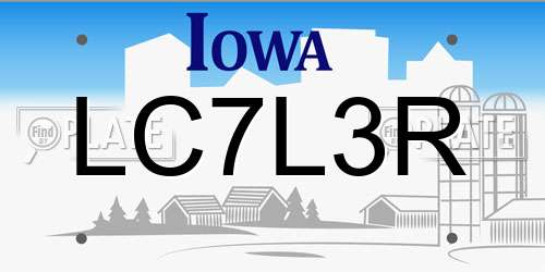LC7L3R Iowa License Plate