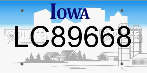 LC89668 Iowa License Plate
