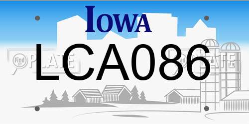LCA086 Iowa License Plate