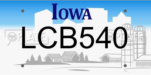 LCB540 Iowa License Plate