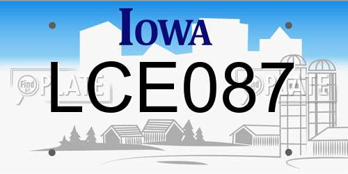 LCE087 Iowa License Plate
