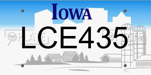 LCE435 Iowa License Plate