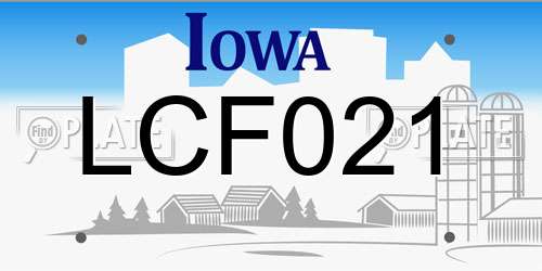 LCF021 Iowa License Plate