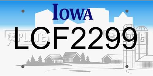 LCF2299 Iowa License Plate