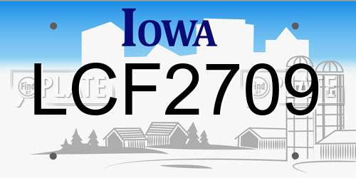 LCF2709 Iowa License Plate