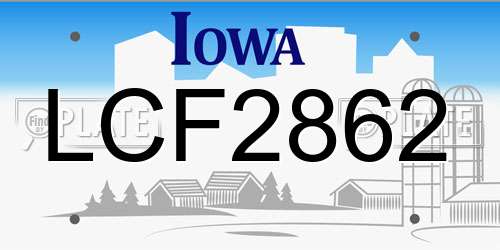 LCF2862 Iowa License Plate