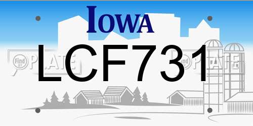 LCF731 Iowa License Plate