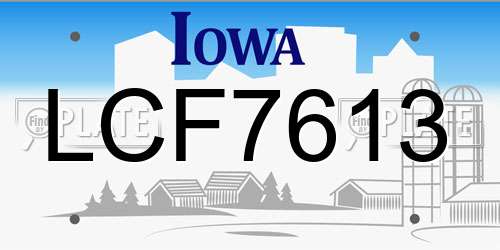 LCF7613 Iowa License Plate