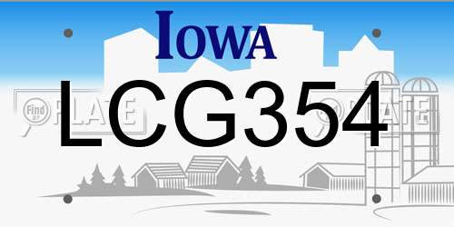 LCG354 Iowa License Plate