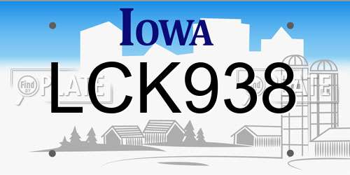 LCK938 Iowa License Plate