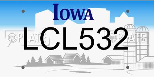 LCL532 Iowa License Plate