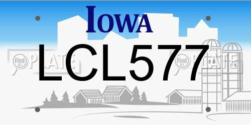 LCL577 Iowa License Plate