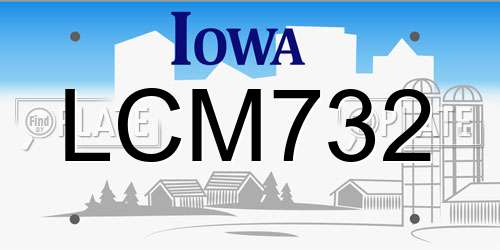 LCM732 Iowa License Plate