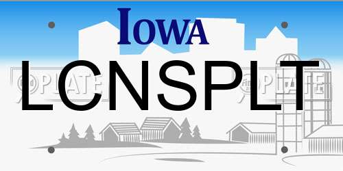 LCNSPLT Iowa License Plate
