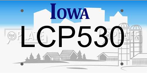 LCP530 Iowa License Plate