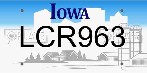 LCR963 Iowa License Plate