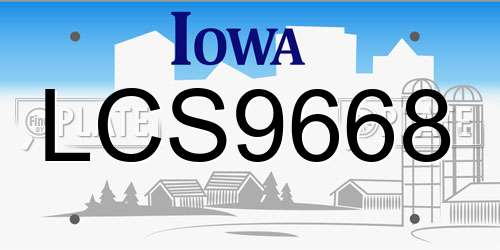 LCS9668 Iowa License Plate