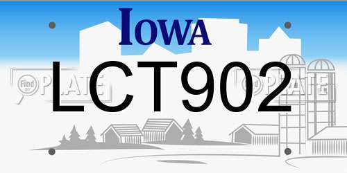 LCT902 Iowa License Plate