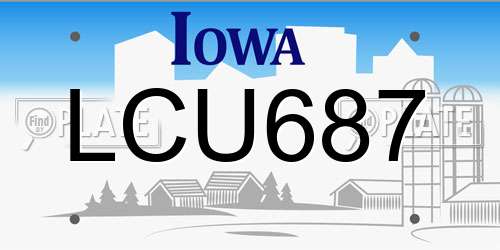 LCU687 Iowa License Plate