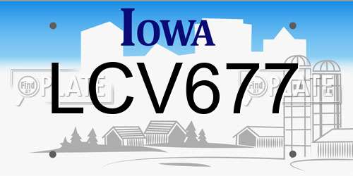 LCV677 Iowa License Plate
