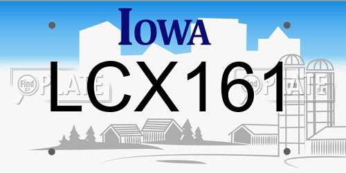 LCX161 Iowa License Plate