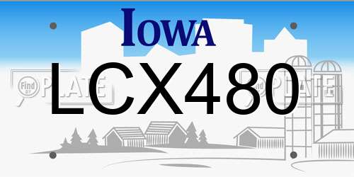 LCX480 Iowa License Plate