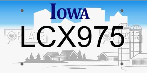 LCX975 Iowa License Plate