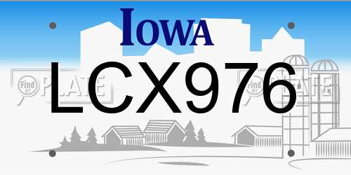 LCX976 Iowa License Plate