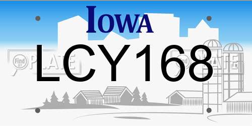 LCY168 Iowa License Plate