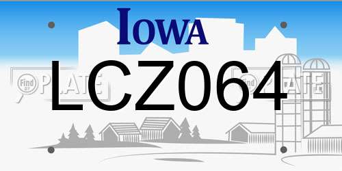 LCZ064 Iowa License Plate
