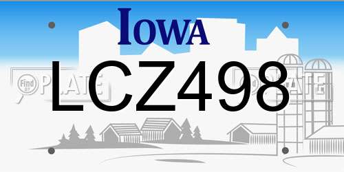 LCZ498 Iowa License Plate