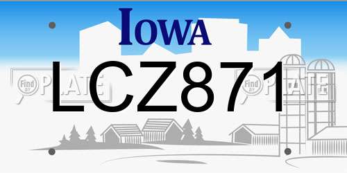 LCZ871 Iowa License Plate
