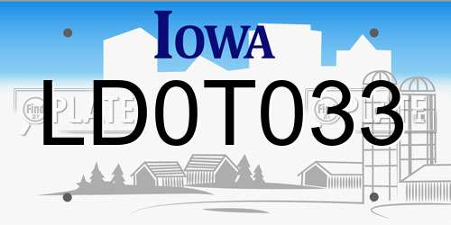 LD0T033 Iowa License Plate