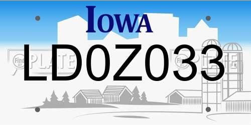 LD0Z033 Iowa License Plate