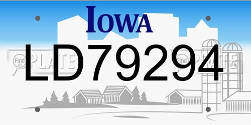 LD79294 Iowa License Plate