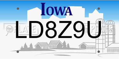 LD8Z9U Iowa License Plate
