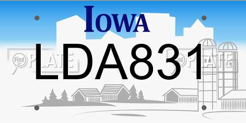 LDA831 Iowa License Plate