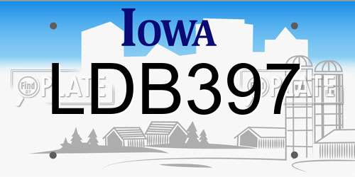LDB397 Iowa License Plate