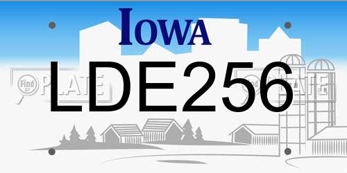 LDE256 Iowa License Plate