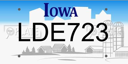 LDE723 Iowa License Plate
