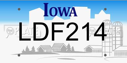 LDF214 Iowa License Plate